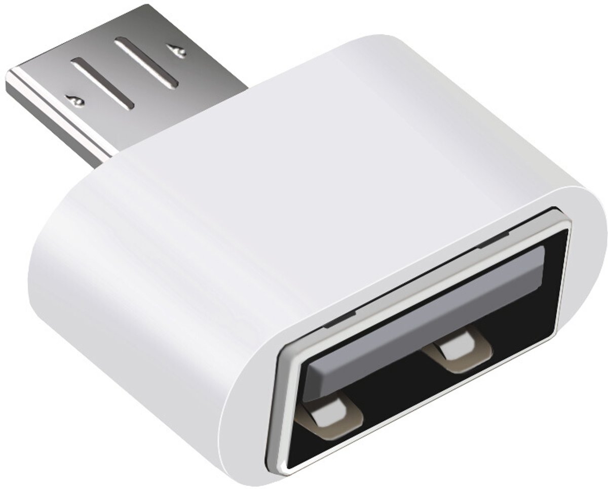 USB micro naar USB A - 2.0 verloop adapter USB-adapter naar Micro-usb | Opzetstuk | USB to Micro usb Converter | wit